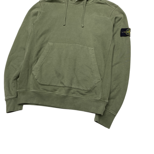 Stone Island Olive Cotton Pullover Hoodie