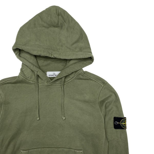 Stone Island Olive Cotton Pullover Hoodie