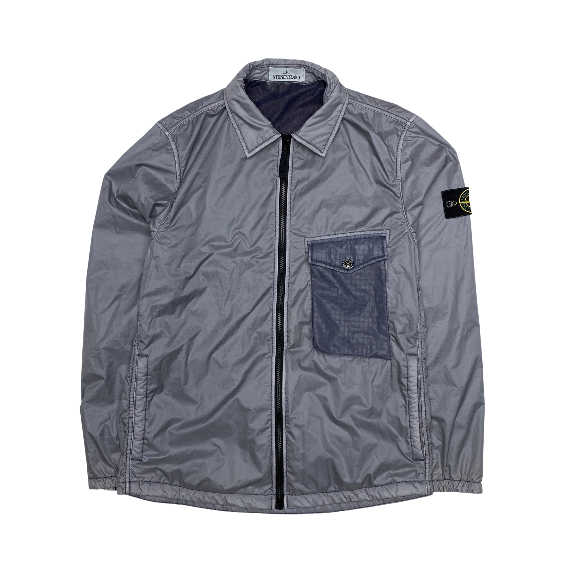 Stone Island 2020 Grey Lamy Flock Zipped Overshirt Mat s Island