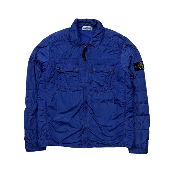 Stone Island Blue Micro Yarn Cotton Lined Overshirt Jacket - XL
