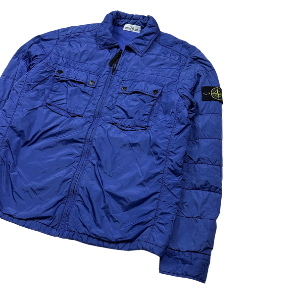 Stone Island Blue Micro Yarn Cotton Lined Overshirt Jacket - XL