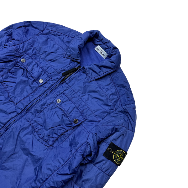 Stone Island Blue Micro Yarn Cotton Lined Overshirt Jacket - XL