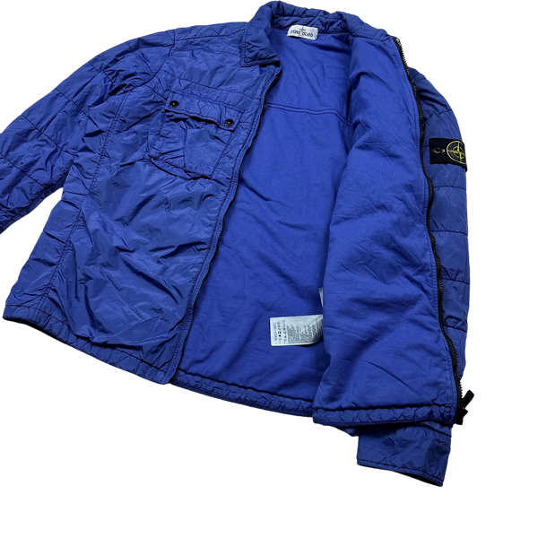 Stone Island Blue Micro Yarn Cotton Lined Overshirt Jacket - XL