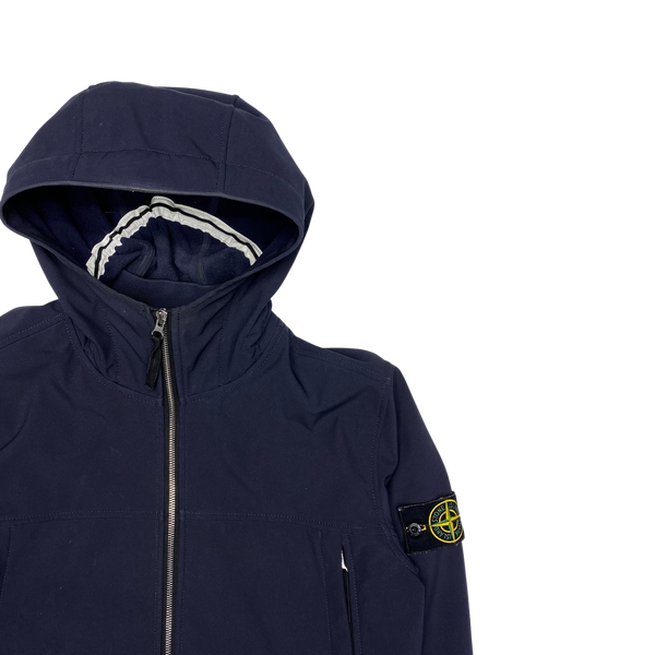 Stone Island Navy Soft Shell E Dye Hooded Jacket