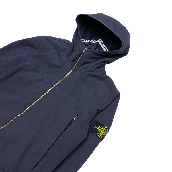 Stone Island Navy Soft Shell E Dye Hooded Jacket