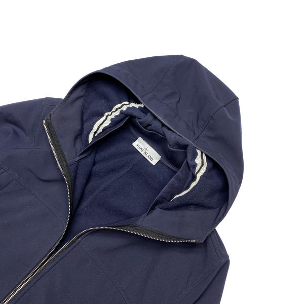 Stone Island Navy Soft Shell E Dye Hooded Jacket