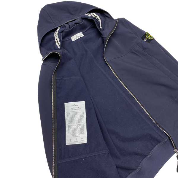 Stone Island Navy Soft Shell E Dye Hooded Jacket