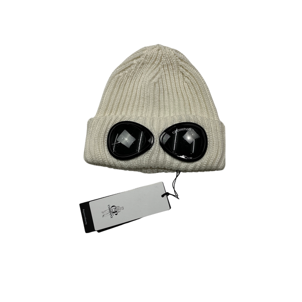 CP Company White Merino Wool Goggle Beanie