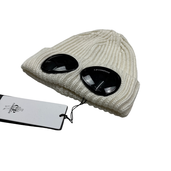 CP Company White Merino Wool Goggle Beanie