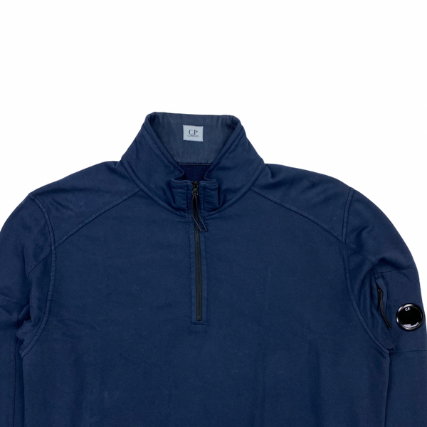 CP Company Dark Navy High Neck Quarter Zipped Pullover