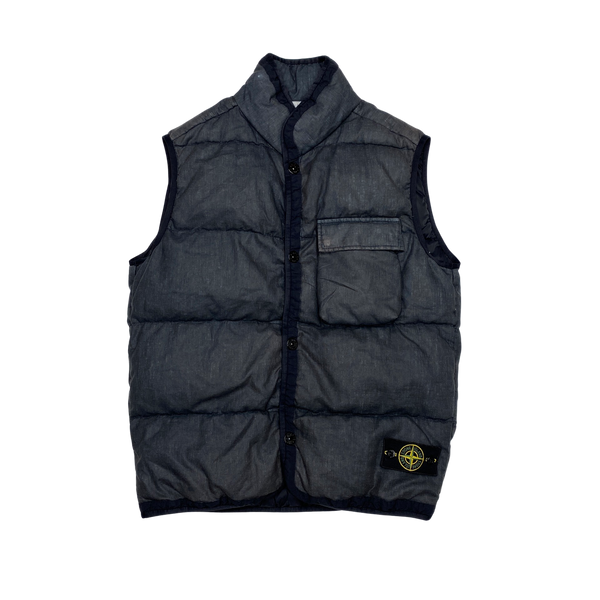 Stone Island Grey Lino Resinato Down TC Gilet