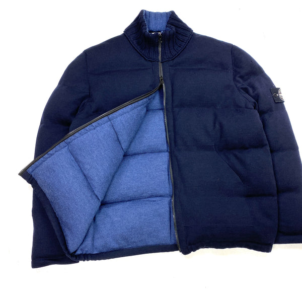 Stone Island Dark Blue Multi Knit Down Bag Jacket