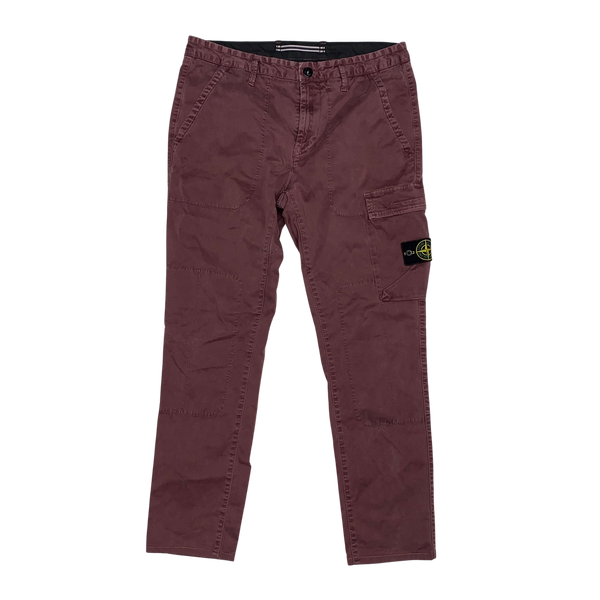 Stone Island Maroon Slim Fit Cargo Trousers
