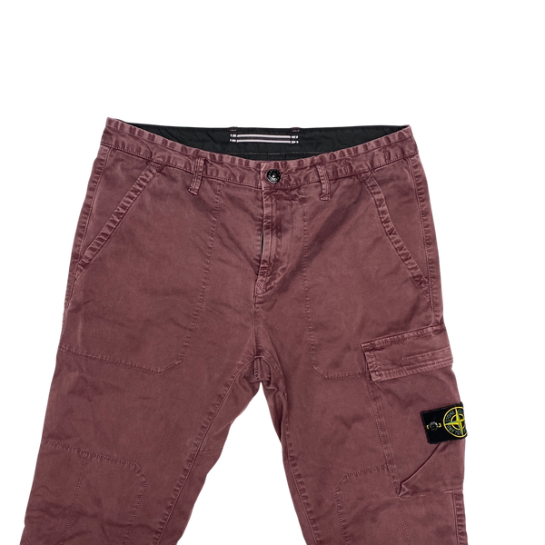 Stone Island Maroon Slim Fit Cargo Trousers