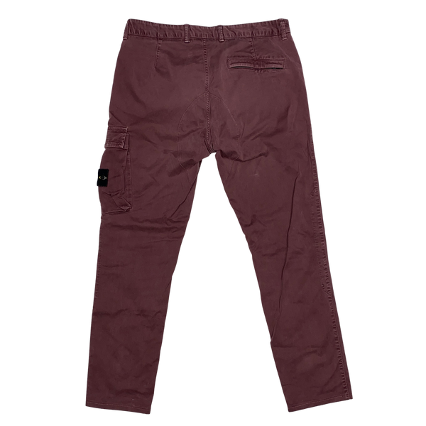 Stone Island Maroon Slim Fit Cargo Trousers