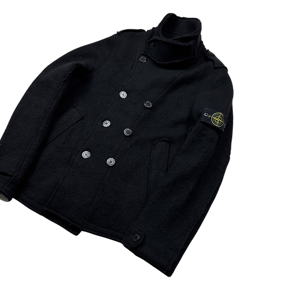 Stone Island 2008 Double Breasted Pea Wool Pea Coat - Large