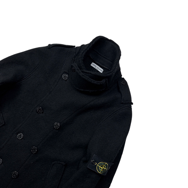 Stone Island 2008 Double Breasted Pea Wool Pea Coat - Large
