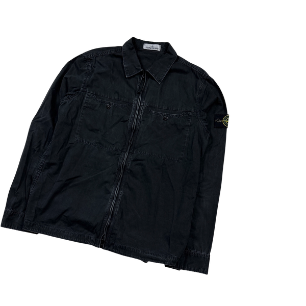 Stone Island 2016 Black Garment Dyed Overshirt - Large