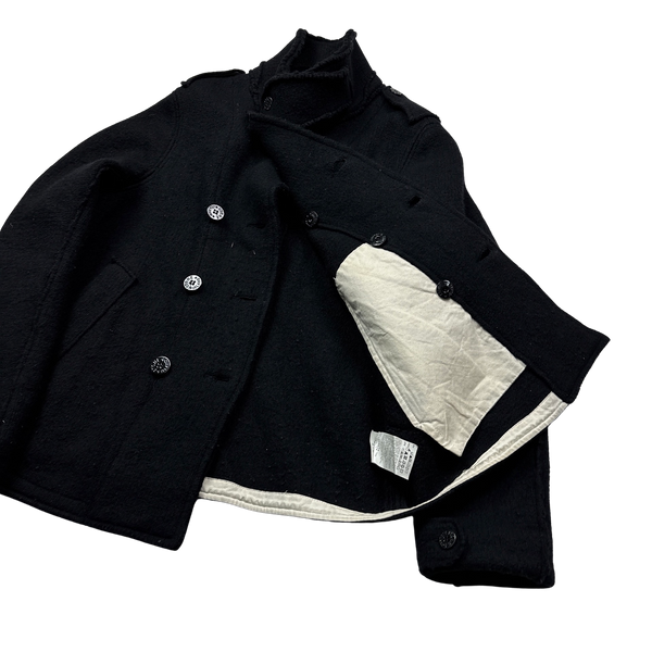 Stone Island 2008 Double Breasted Pea Wool Pea Coat - Large