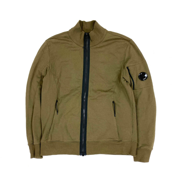 CP Company Brown Zipped High Neck Jumper