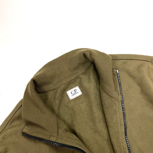 CP Company Brown Zipped High Neck Jumper