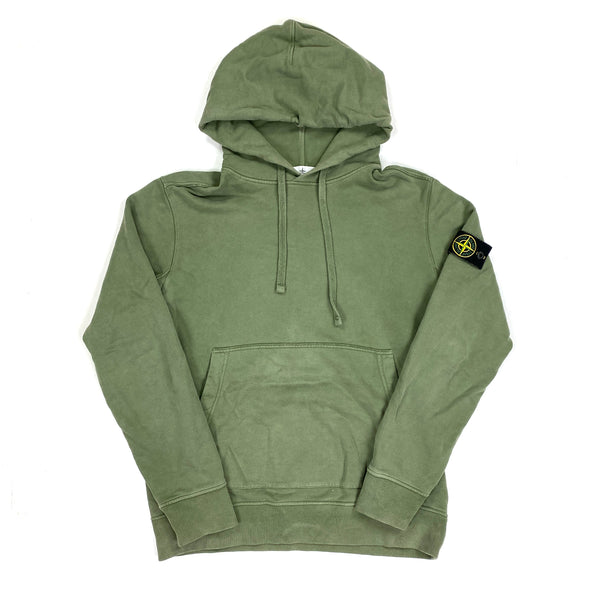 Stone Island Olive Green Cotton Pullover Hoodie