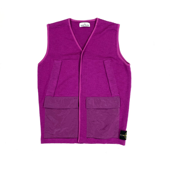Stone Island Magenta Nylon Metal Knit Gilet