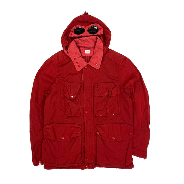 CP Company Red Nylon Metal Multi Pocket Goggle Jacket