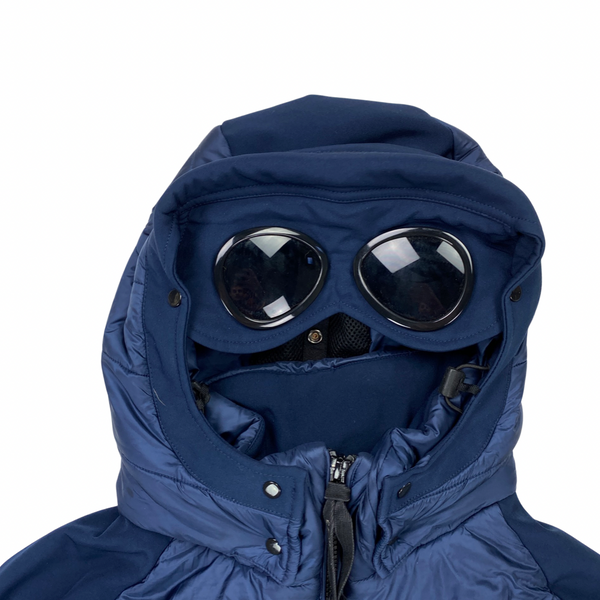 CP Company Navy Blue Padded Soft Shell Goggle Jacket