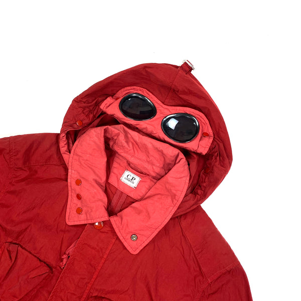 CP Company Red Nylon Metal Multi Pocket Goggle Jacket