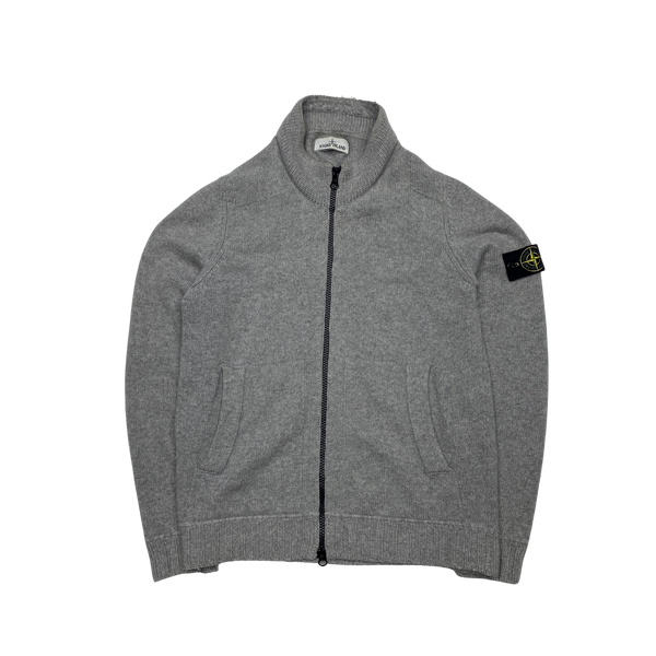 Stone Island Grey Soft Wool Zipped Jumper