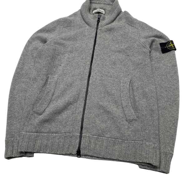 Stone Island Grey Soft Wool Zipped Jumper