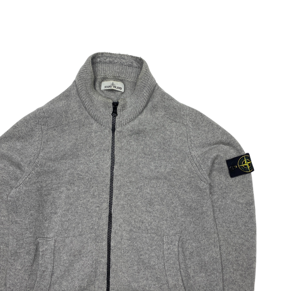 Stone Island Grey Soft Wool Zipped Jumper