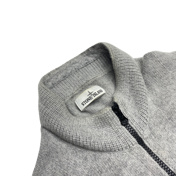 Stone Island Grey Soft Wool Zipped Jumper