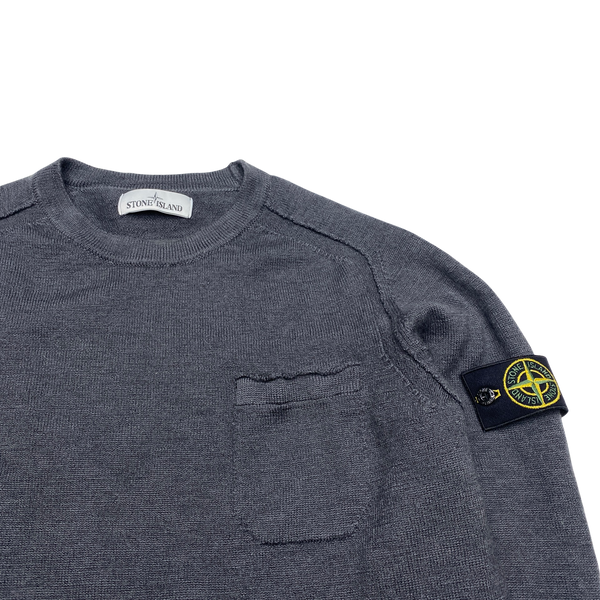 Stone Island 2018 Grey Wool Crewneck Jumper Mat s Island
