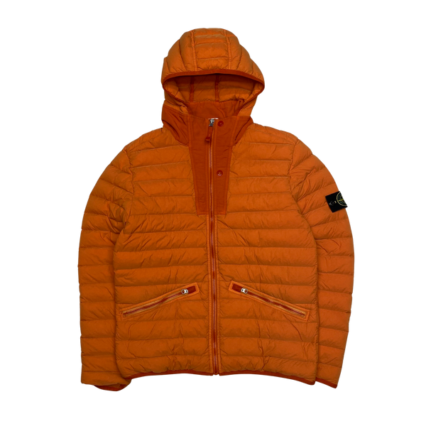 Stone Island 2019 Orange Loom Woven Down Puffer Jacket