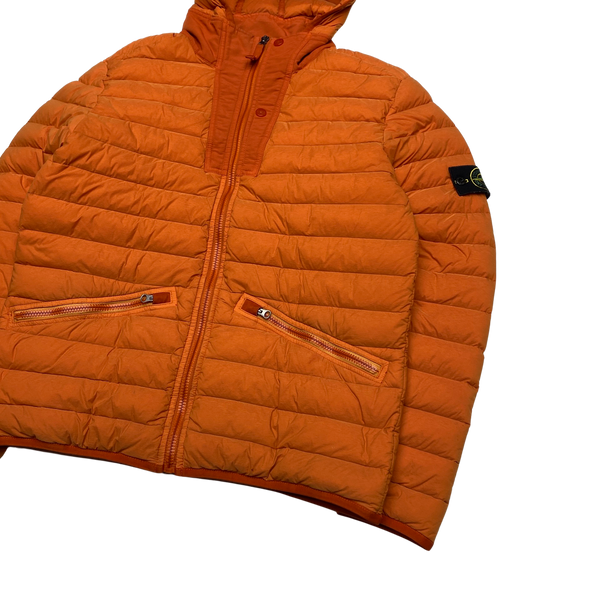 Stone Island 2019 Orange Loom Woven Down Puffer Jacket