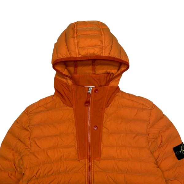Stone Island 2019 Orange Loom Woven Down Puffer Jacket