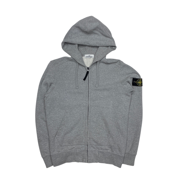 Stone Island 2019 Light Grey Zipped Cotton Hoodie