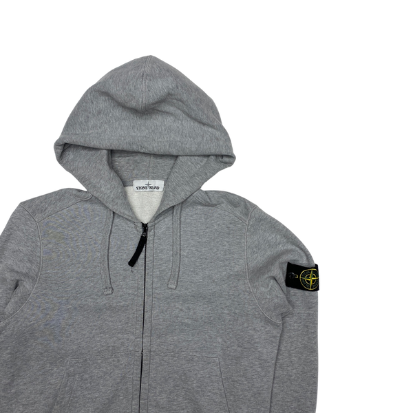 Stone Island 2019 Light Grey Zipped Cotton Hoodie