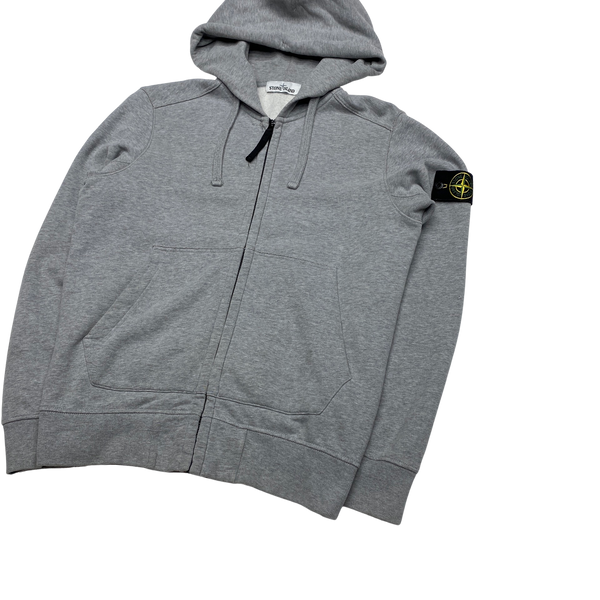 Stone Island 2019 Light Grey Zipped Cotton Hoodie