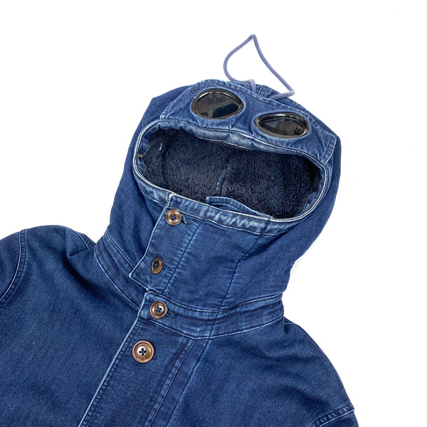 CP Company Blue Isko Denim Future Fleece Goggle Jacket