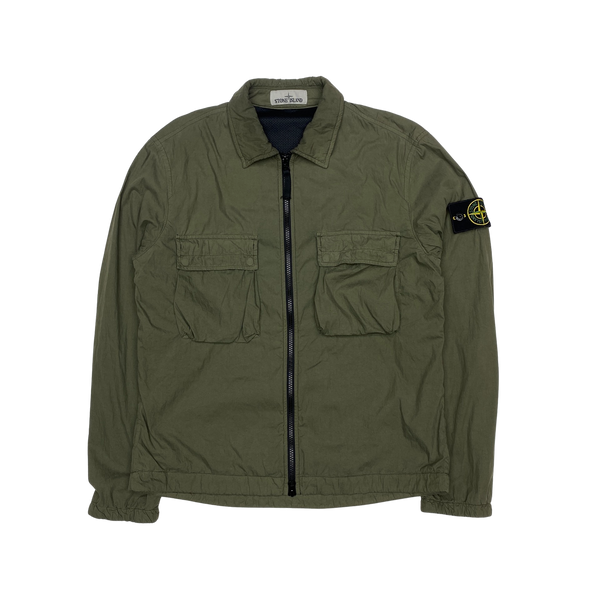 Khaki green stone island overshirt discount