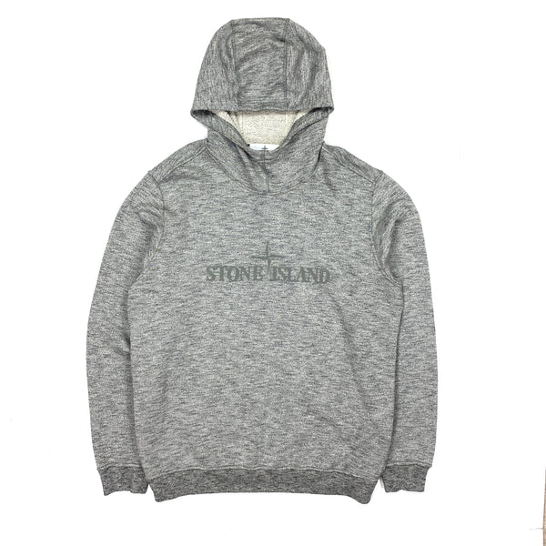 Stone Island Light Grey Marl Spellout Pullover Hoodie
