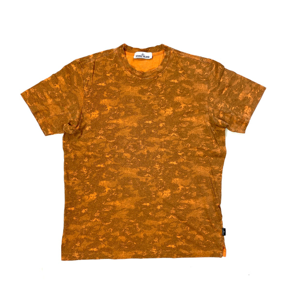 Stone Island Orange Camo Cotton T Shirt