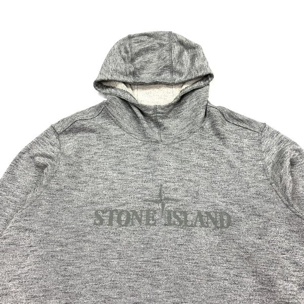 Stone Island Light Grey Marl Spellout Pullover Hoodie