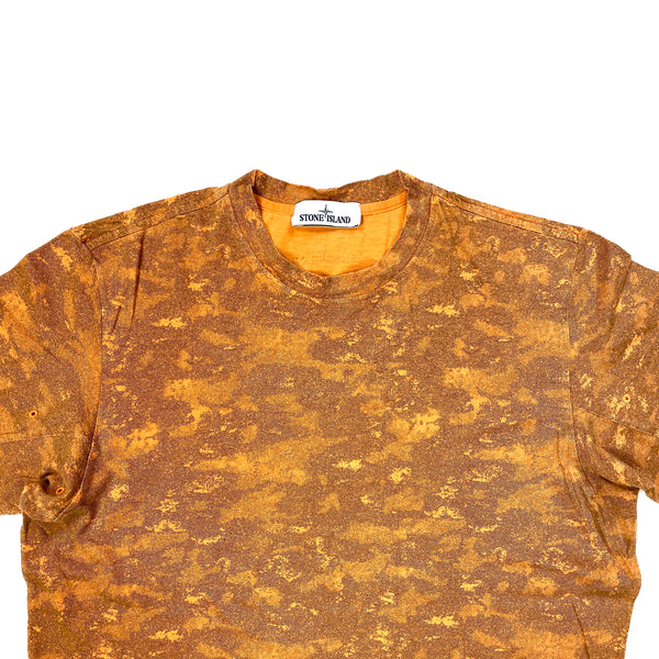 Stone Island Orange Camo Cotton T Shirt