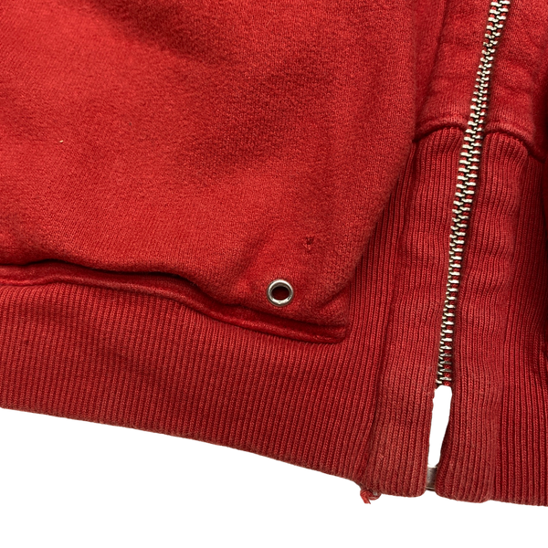 Stone Island 2009 Red Fleece Lined Zipped Hoodie