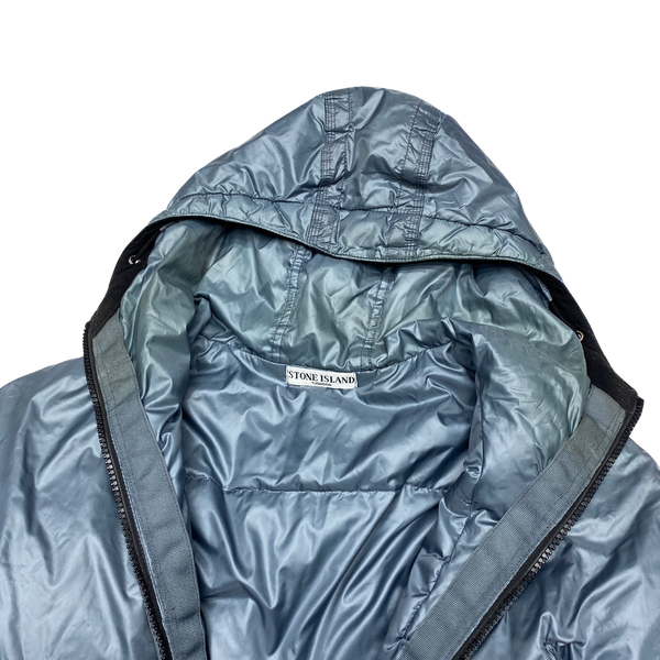Stone Island 2007 Blue Grey Mesh Badge Down Puffer Jacket