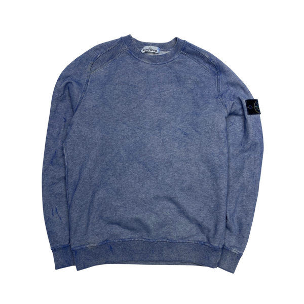 Stone Island Blue Dust Treatment Cotton Crewneck Sweatshirt